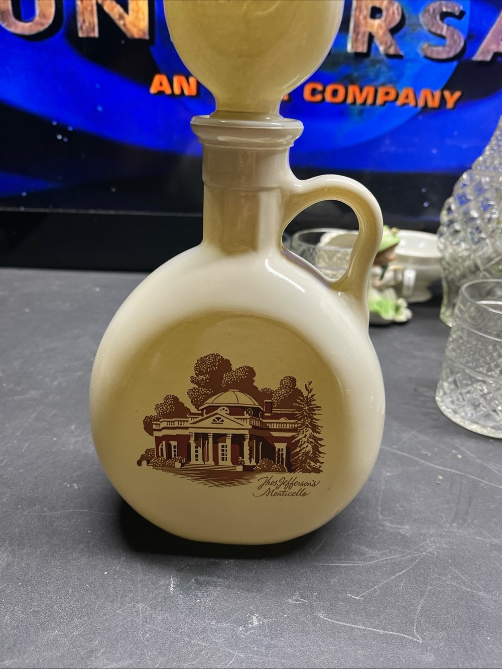 Monticello Ceramic Decorative Decanter - Cream and Brown